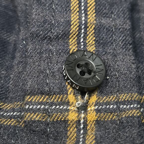 Indian Motorcycle Button Up Fleece Plaid Shirt Mens XL Embroidered Twin Pocket - Picture 4 of 10